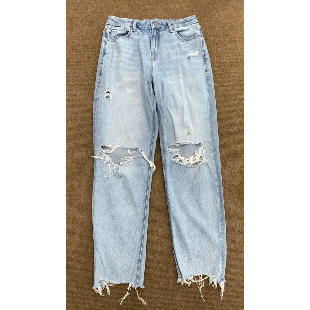 American Eagle Jeans Womens 8 Curvy Mom Barrel High Rise Distressed Y2K Denim